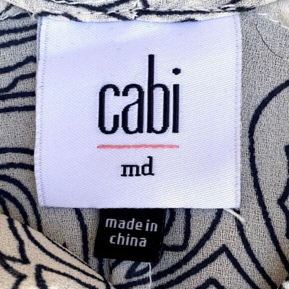 CABi Scrollwork Cream/Gray V-Neck Sleeveless Blous/Tunic #3091. Size Medium NWOT - Picture 8 of 10